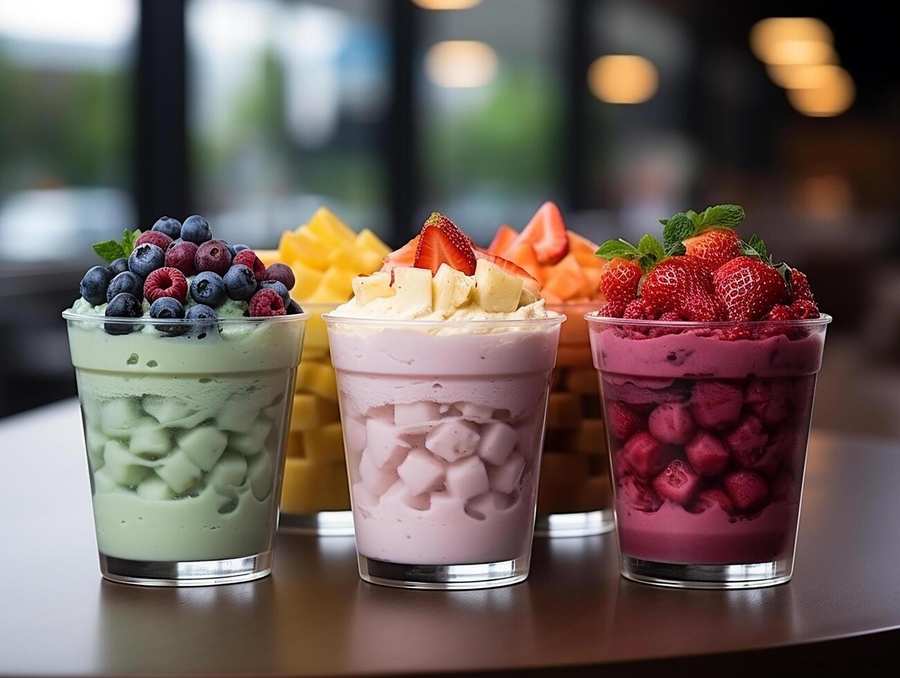 photography of bowl smoothies in cafe made with photo