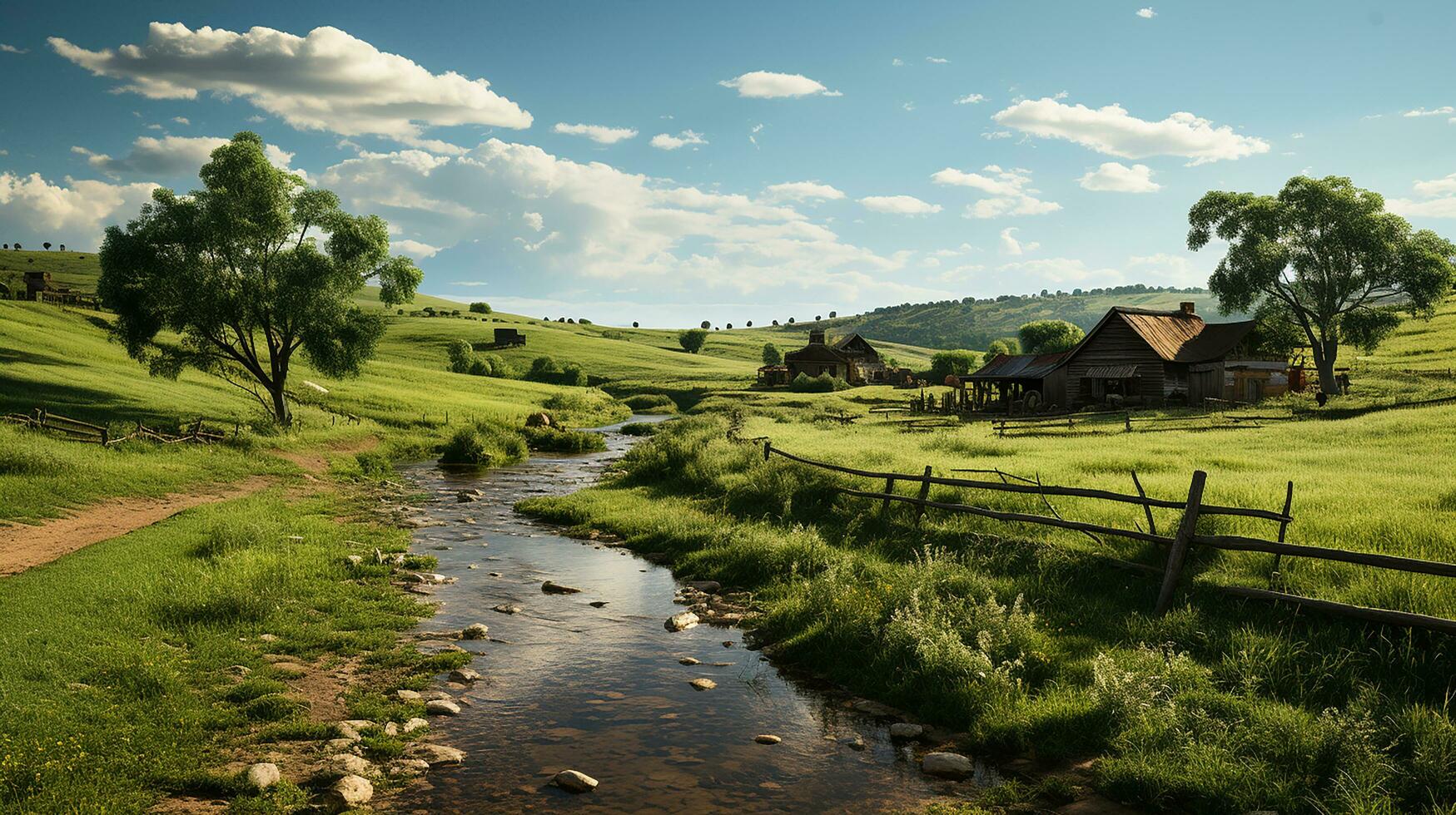 farm in sub urban at afternoon, ultra realistic, smooth lighting made by AI generative photo