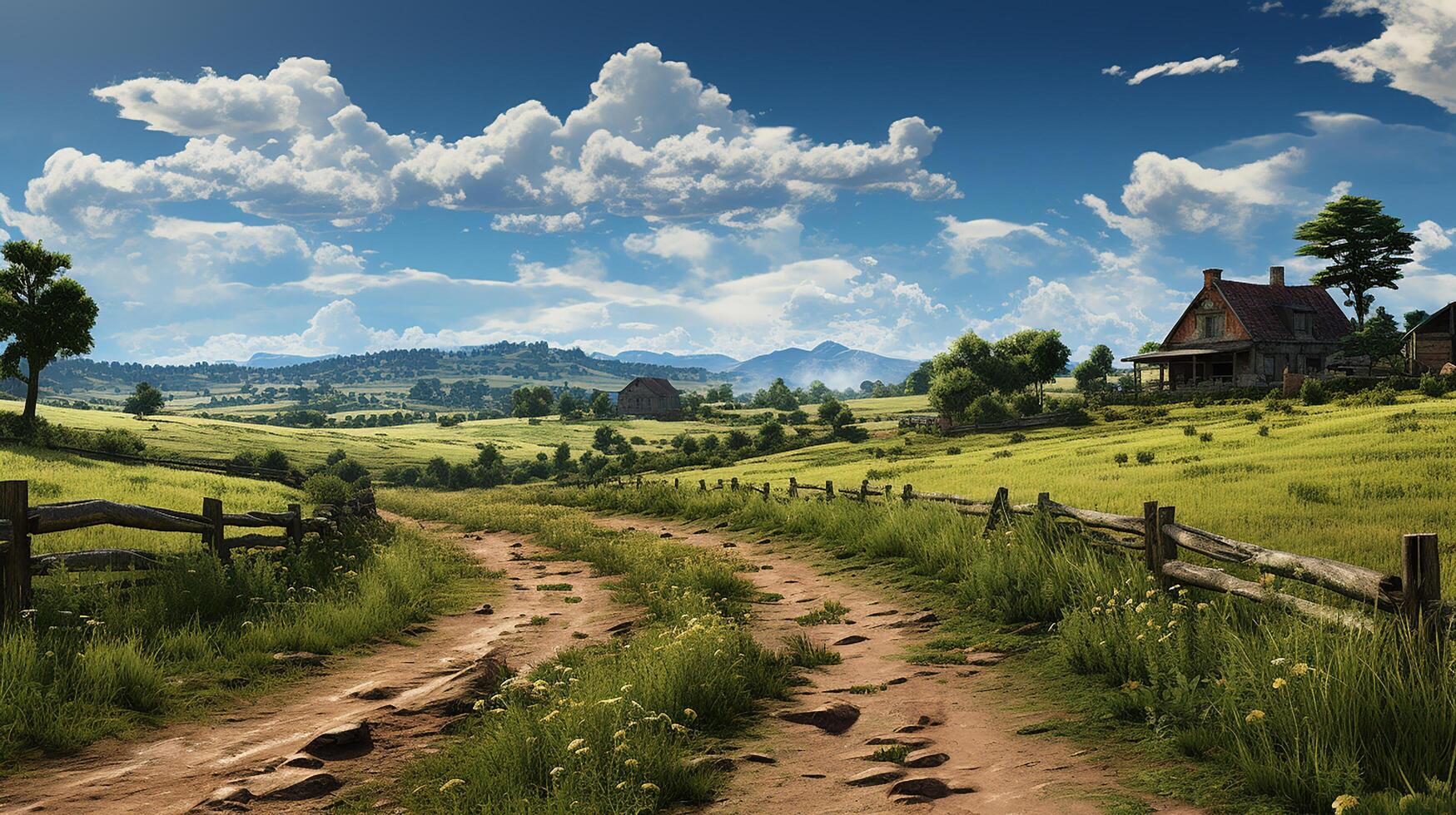 farm in sub urban at afternoon, ultra realistic, smooth lighting made by photo