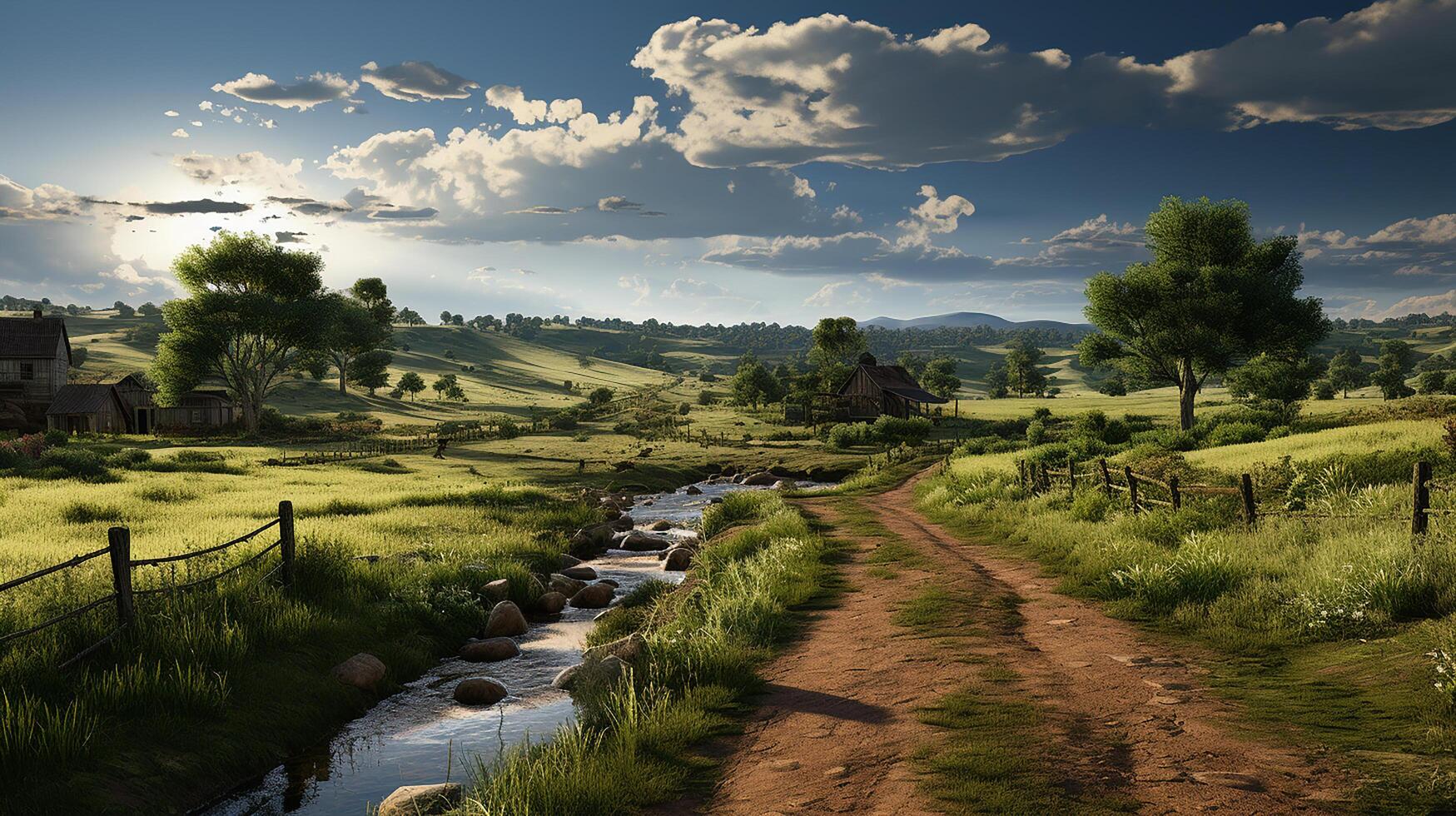 farm in sub urban at afternoon, ultra realistic, smooth lighting made by photo