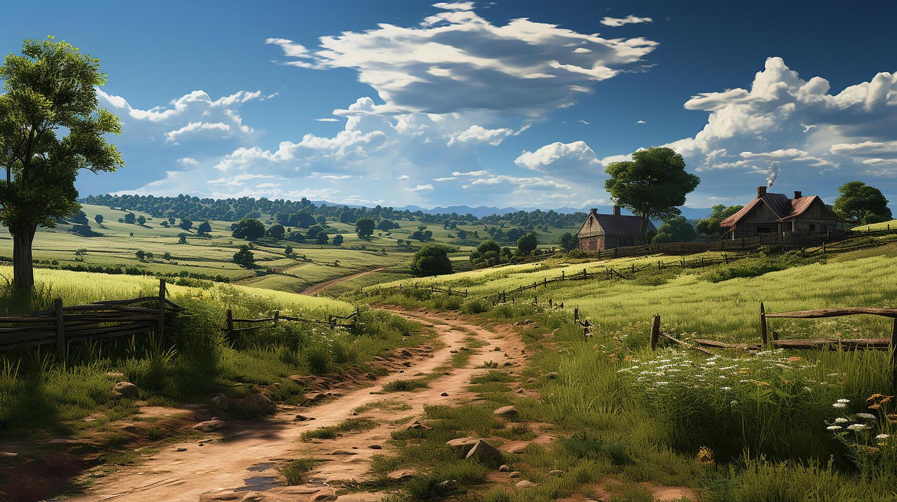 farm in sub urban at afternoon, ultra realistic, smooth lighting made by photo