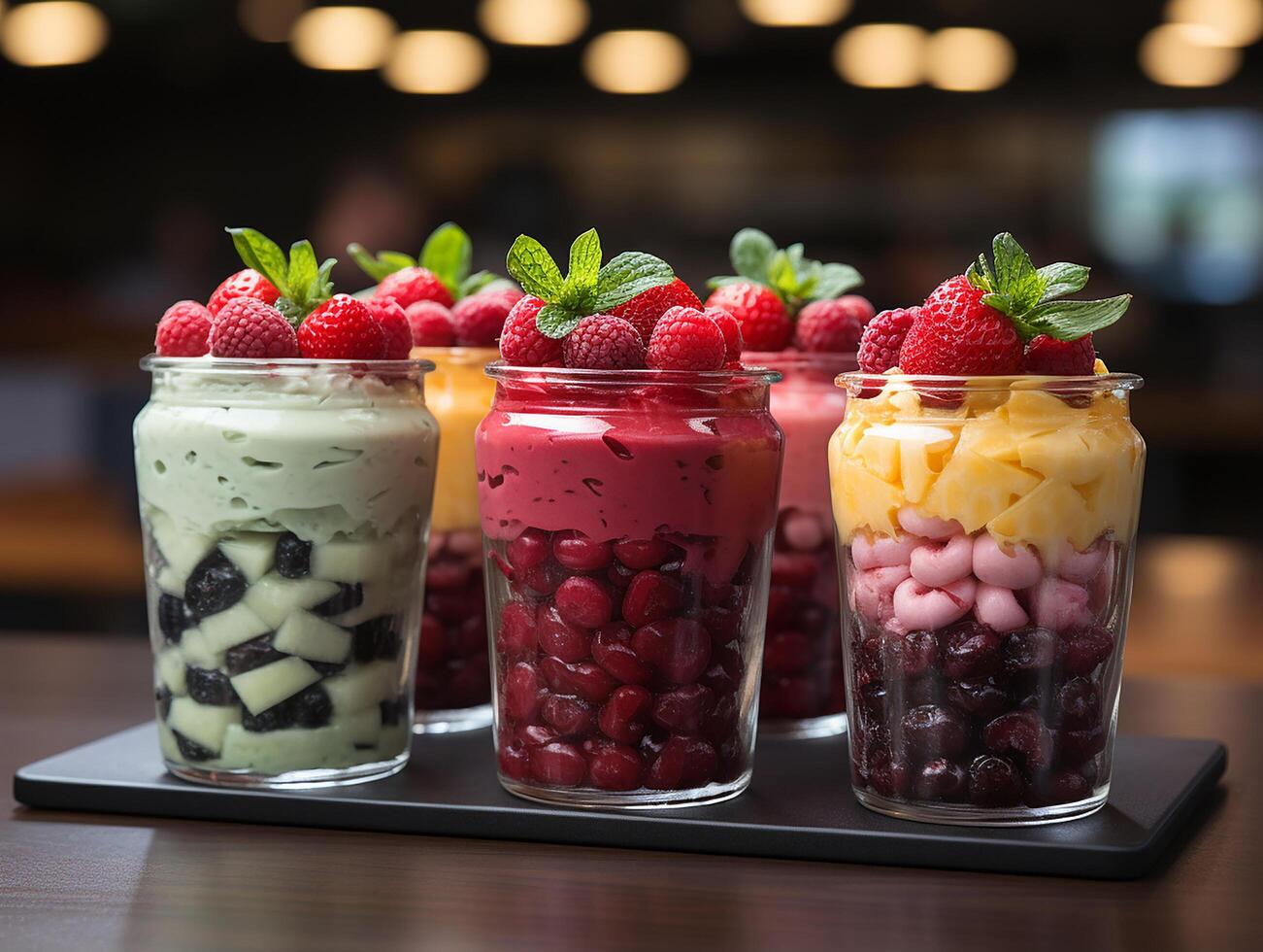 photography of bowl smoothies in cafe made with photo