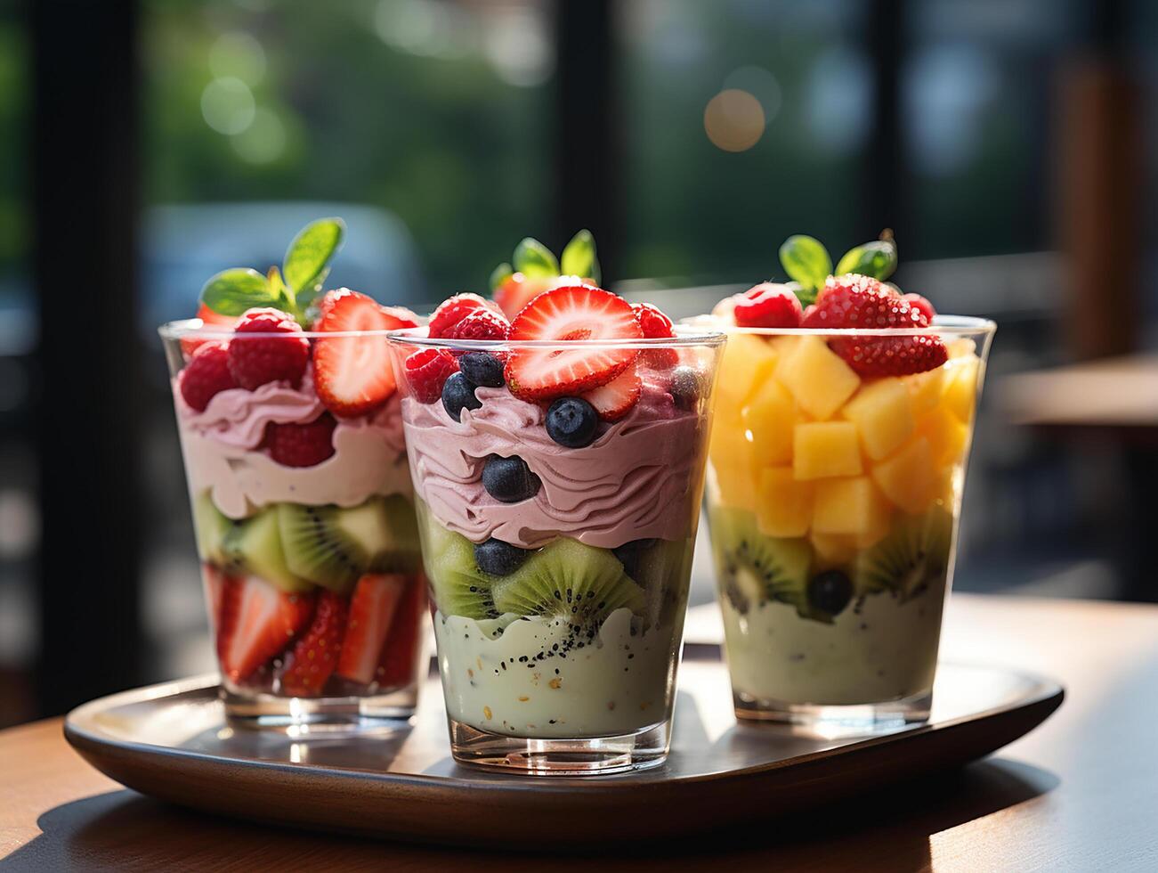 photography of bowl smoothies in cafe made with photo