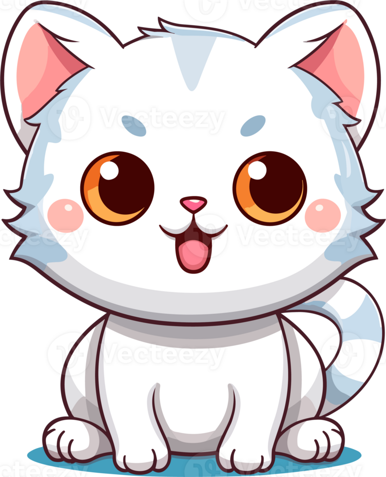 Kawaii cute happy Cat in clipart, png