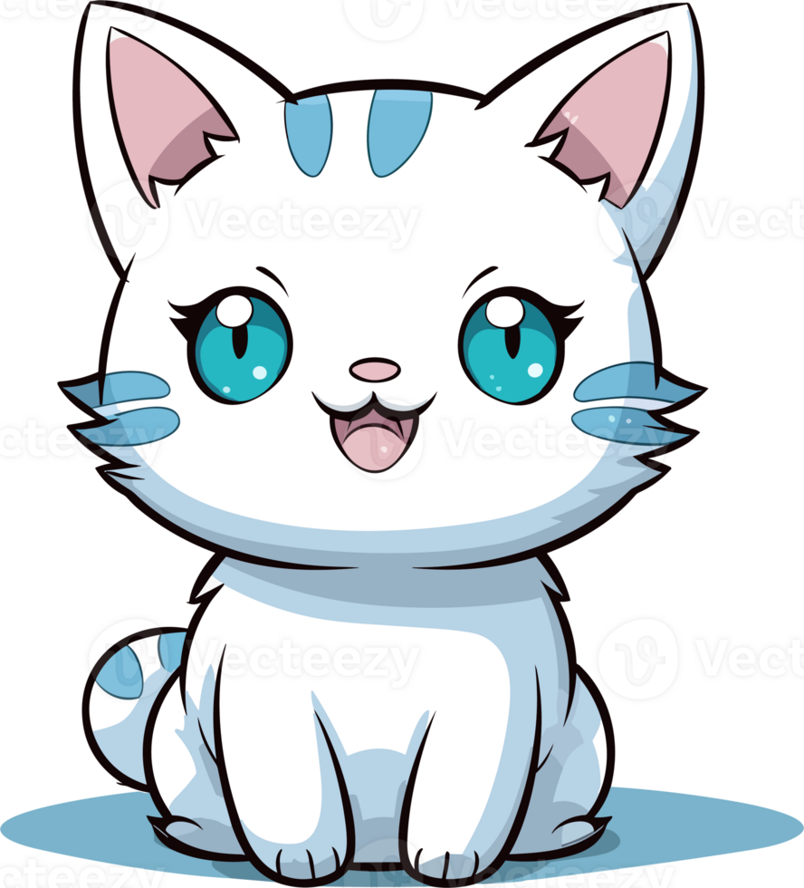 Kawaii cute happy Cat in clipart, Generative Ai png