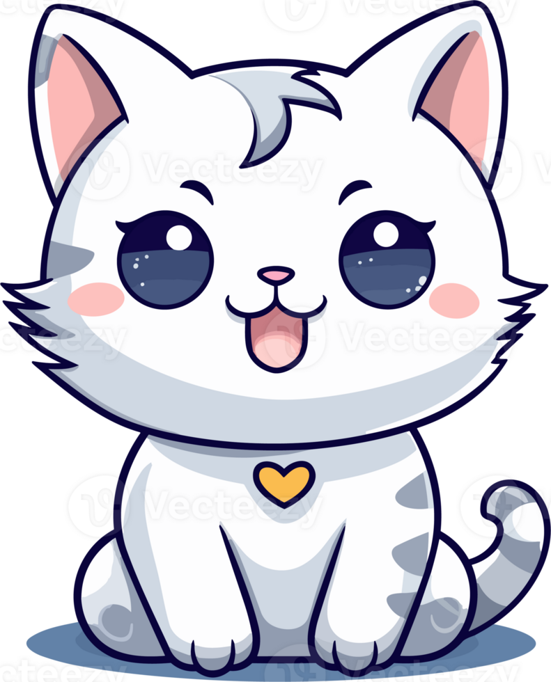 Kawaii cute happy Cat in clipart, Generative Ai png