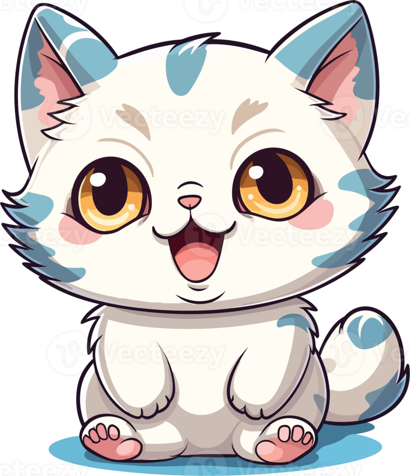 Kawaii cute happy Cat in clipart, Generative Ai png