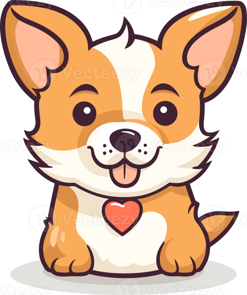 Cute Dog in the style of colorful animation, Generative Ai png