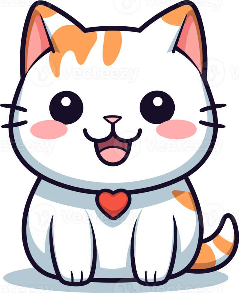 Kawaii cute happy Cat in clipart, Generative Ai png