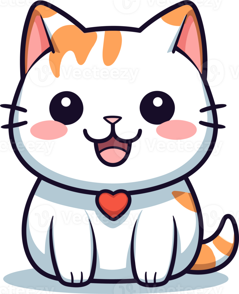 kawaii mignonne content chat dans clipart, génératif ai png