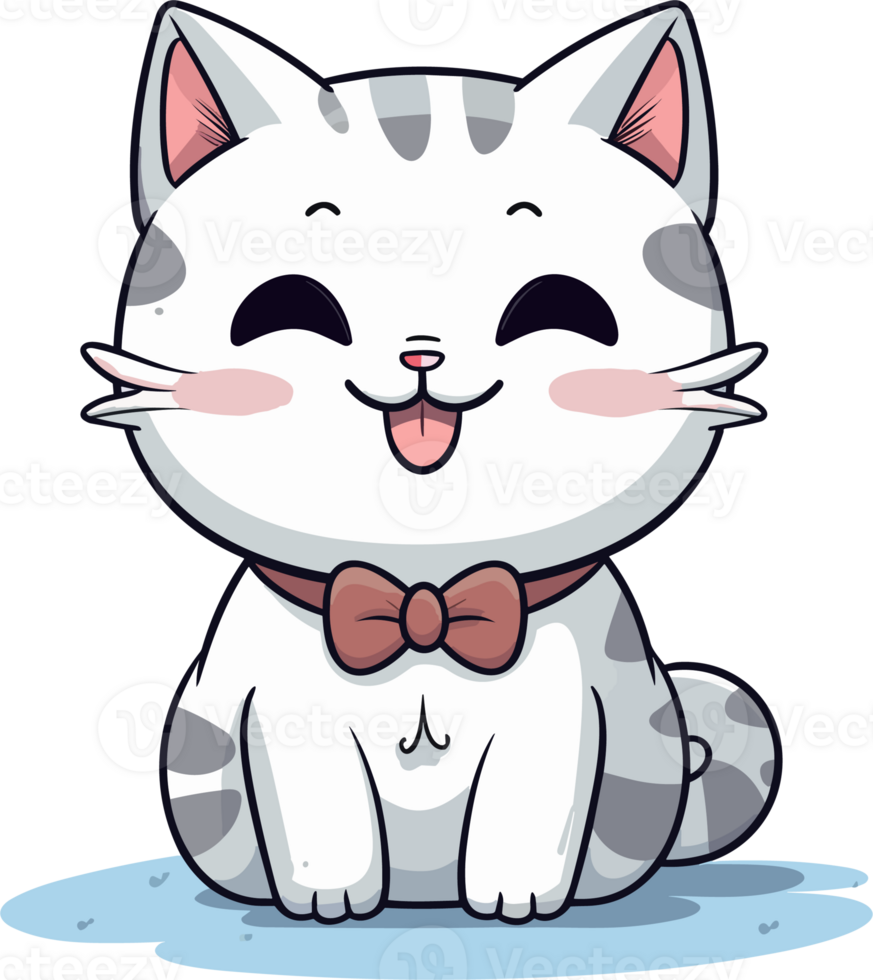 Kawaii cute happy Cat in clipart, Generative Ai png