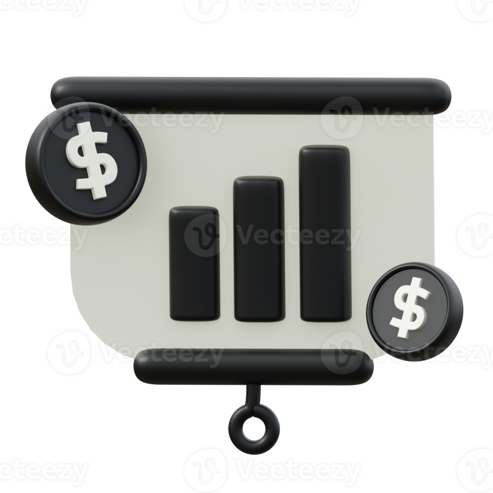 3d icon of a slide presentation. Finance Illustration. png