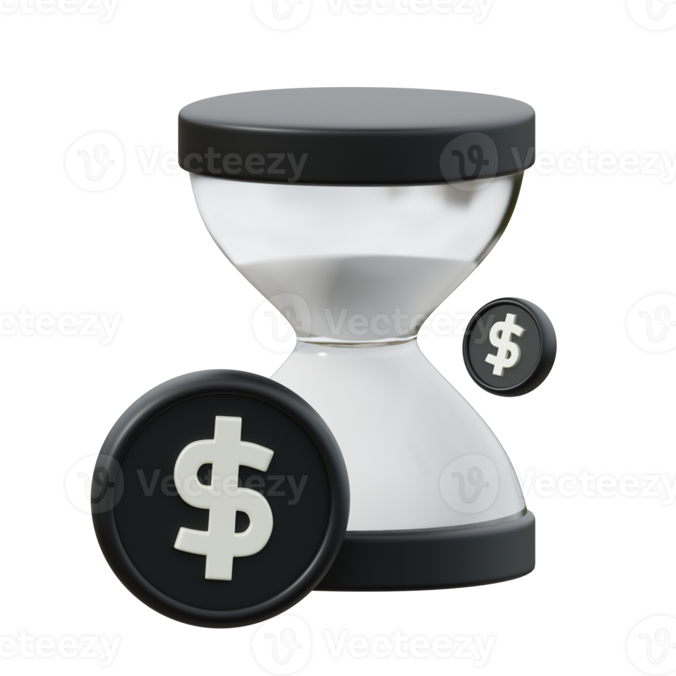 3d icon of a money hourglass. Finance Illustration. png