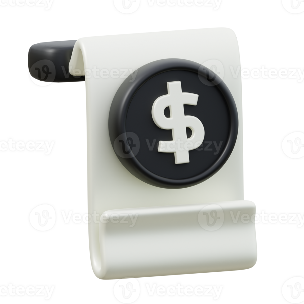 3d icon of a receipt. Finance Illustration. png