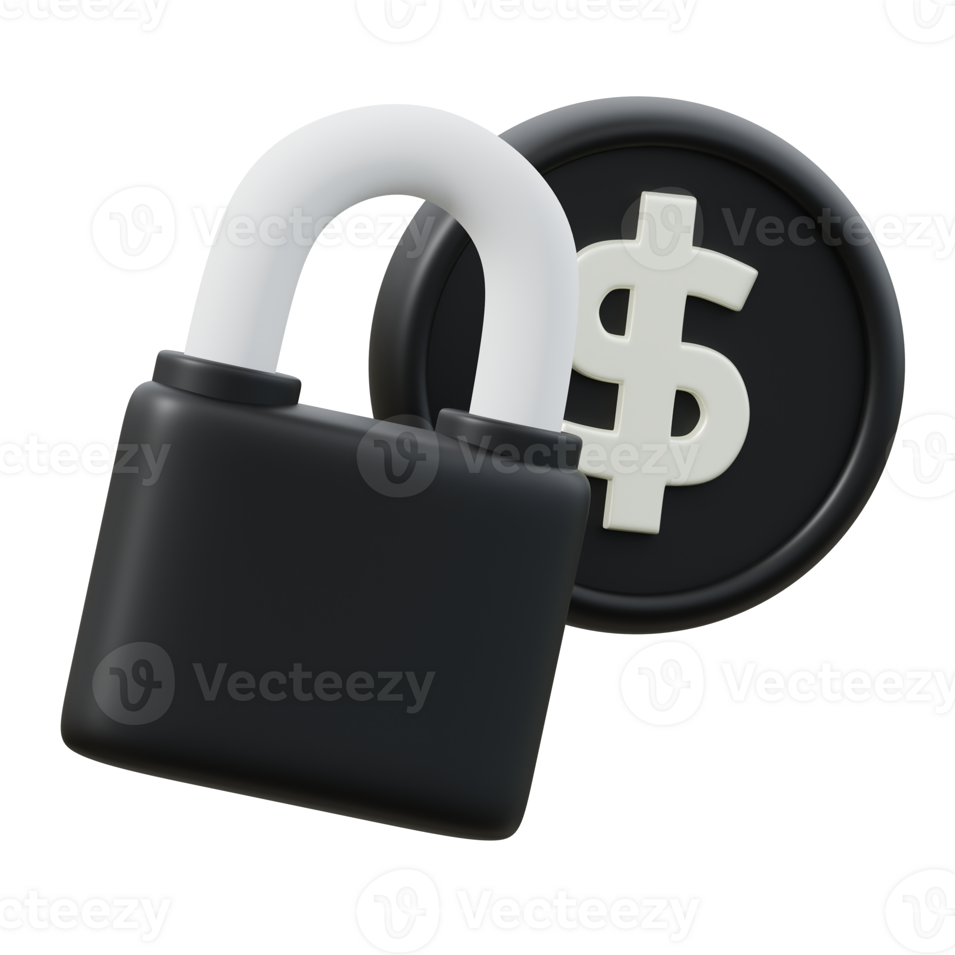 3d icon of a money lock and security. Finance Illustration. 26419543 PNG