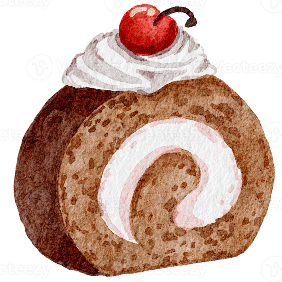 cioccolato rotolo torta acquerello illustrazione png