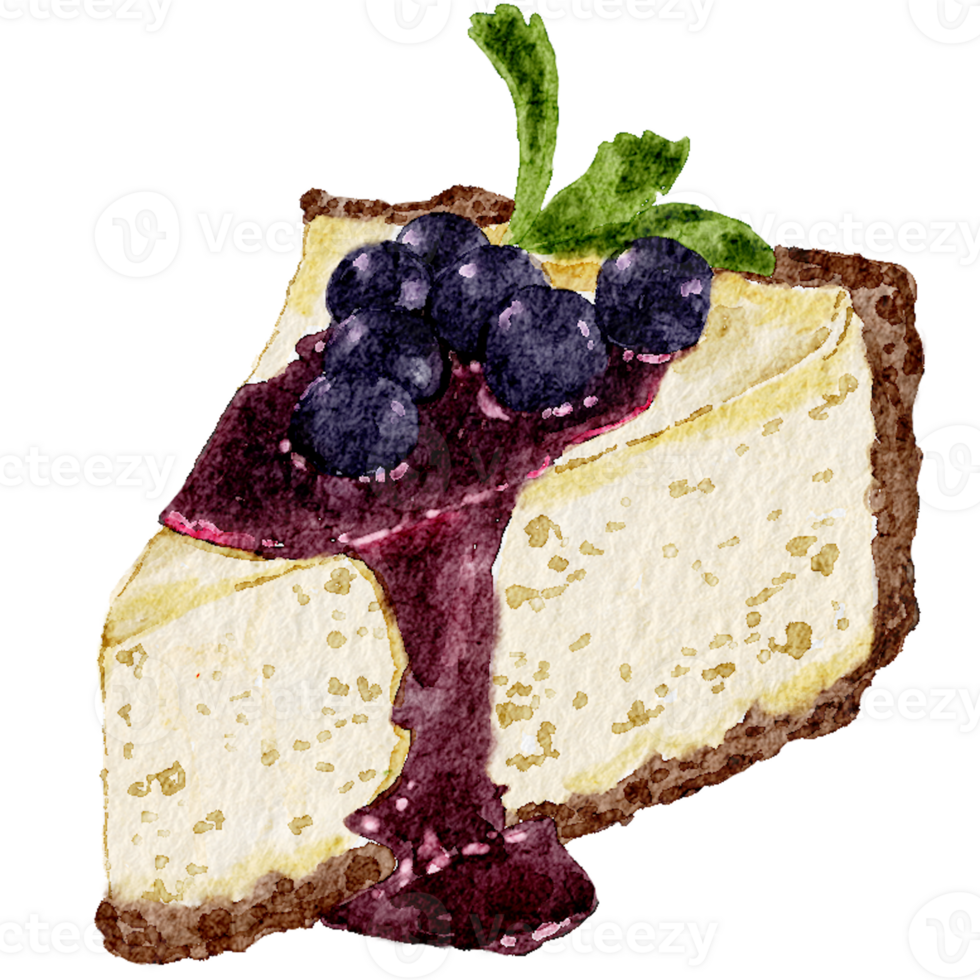 Blaubeere Käsekuchen Aquarell png