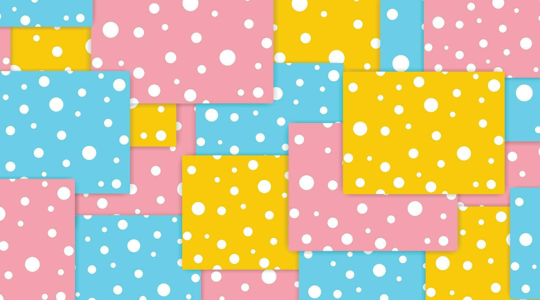 Vector dot white on blue,pink and yellow geometric abstract background.