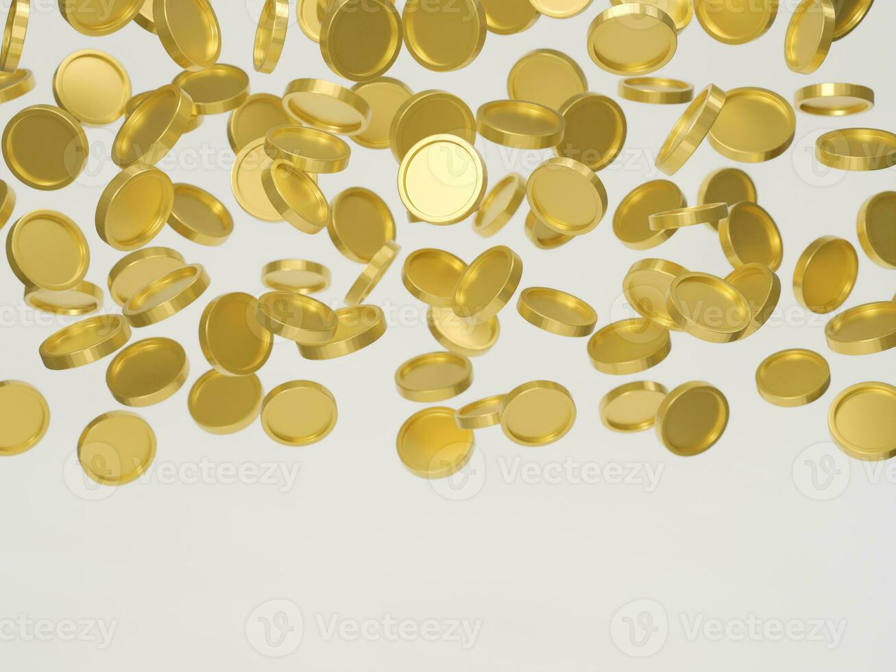 Gold coins with dollar sign falling or flying isolated on white background. Jackpot or casino poke concept. 3d rendering. photo