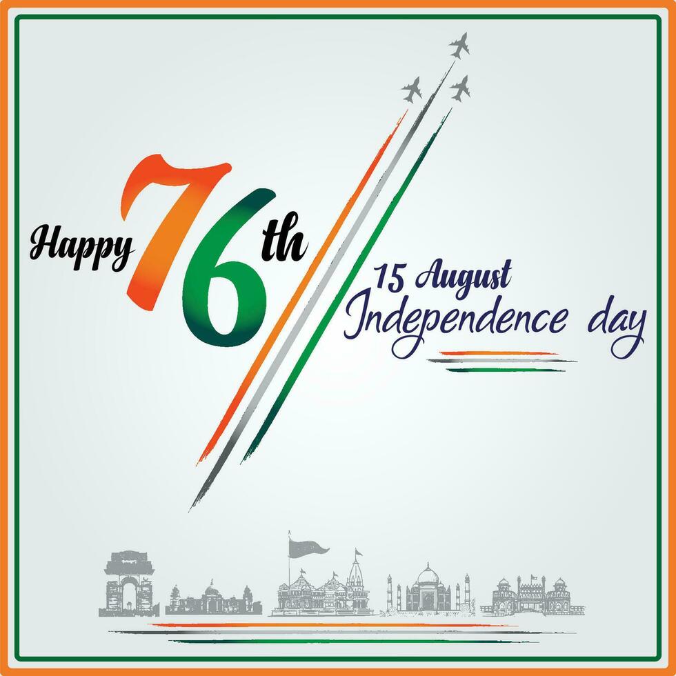 Happy 76th Indian Independence day poster vector