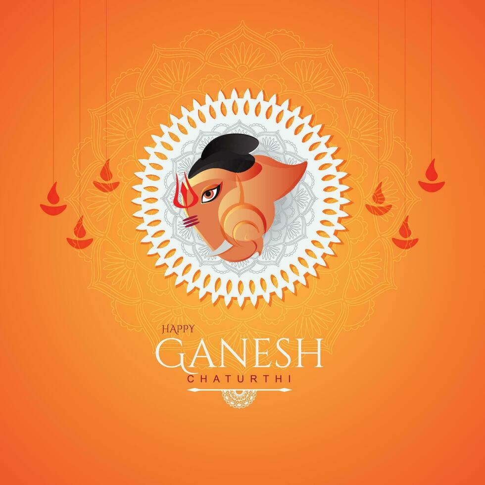 Beautiful yellow color happy ganesh chaturthi festival poster vector