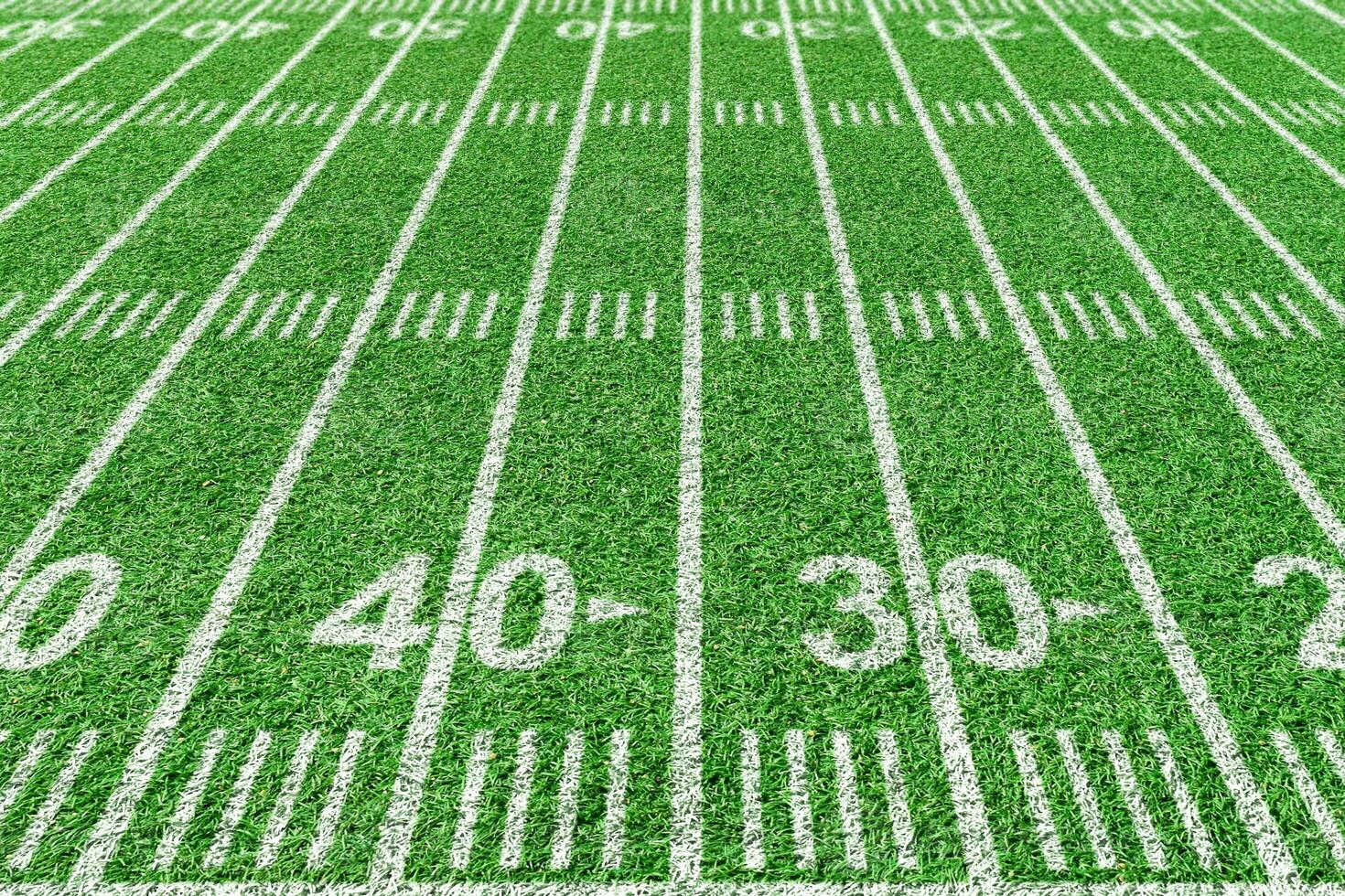 Yard line of American football field. View from with sidelines photo