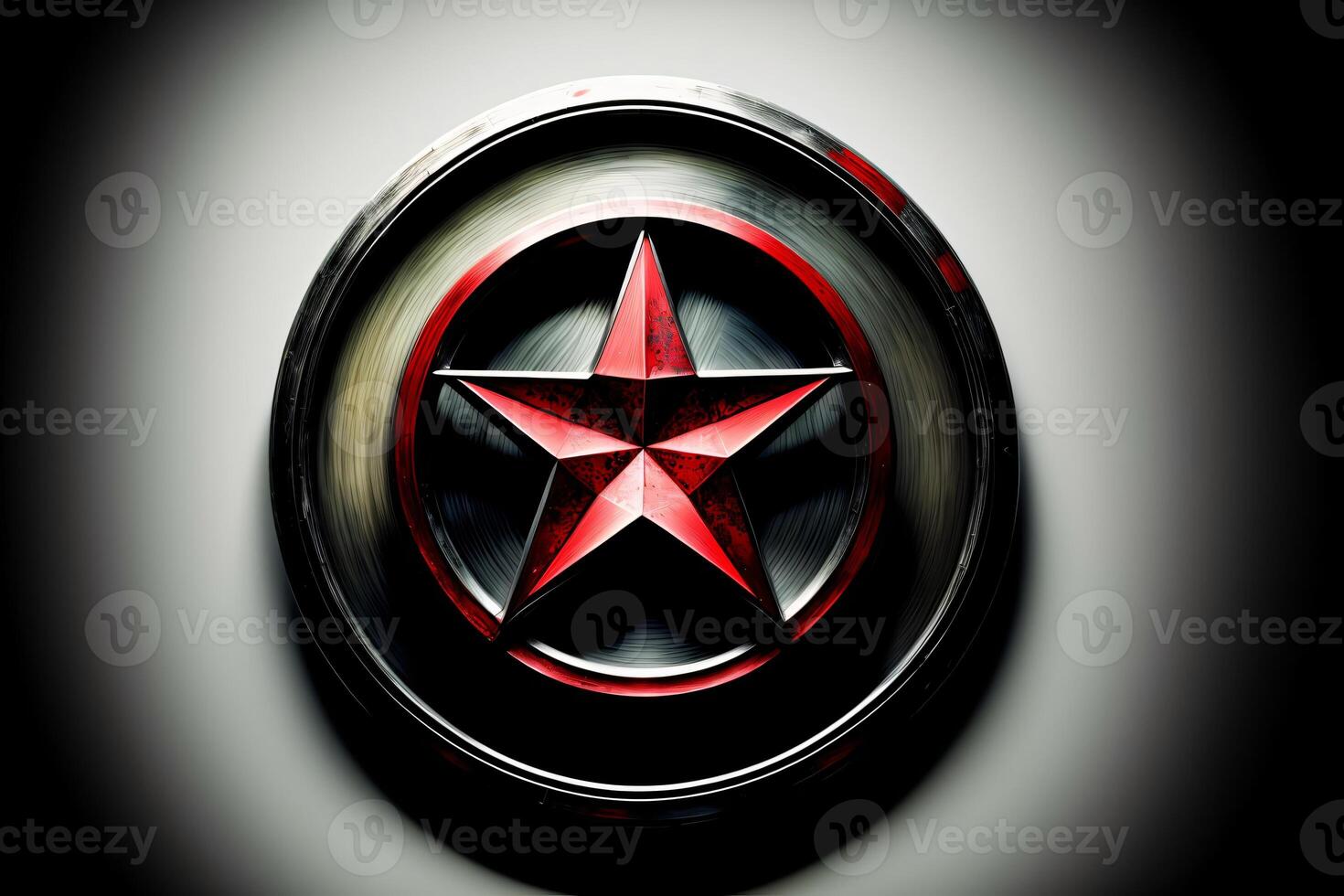A Red Star On A Black And White Background. photo