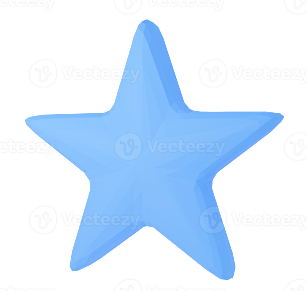 A blue star in 3D icon style png