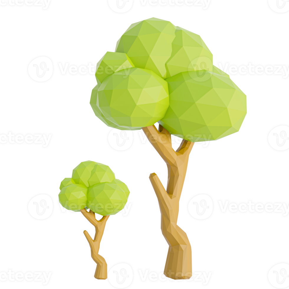 tree on the island in low polygon style png