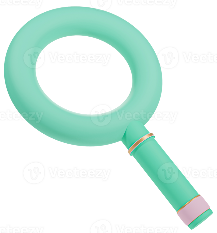 3d illustration of pastel green magnifying glass icon png