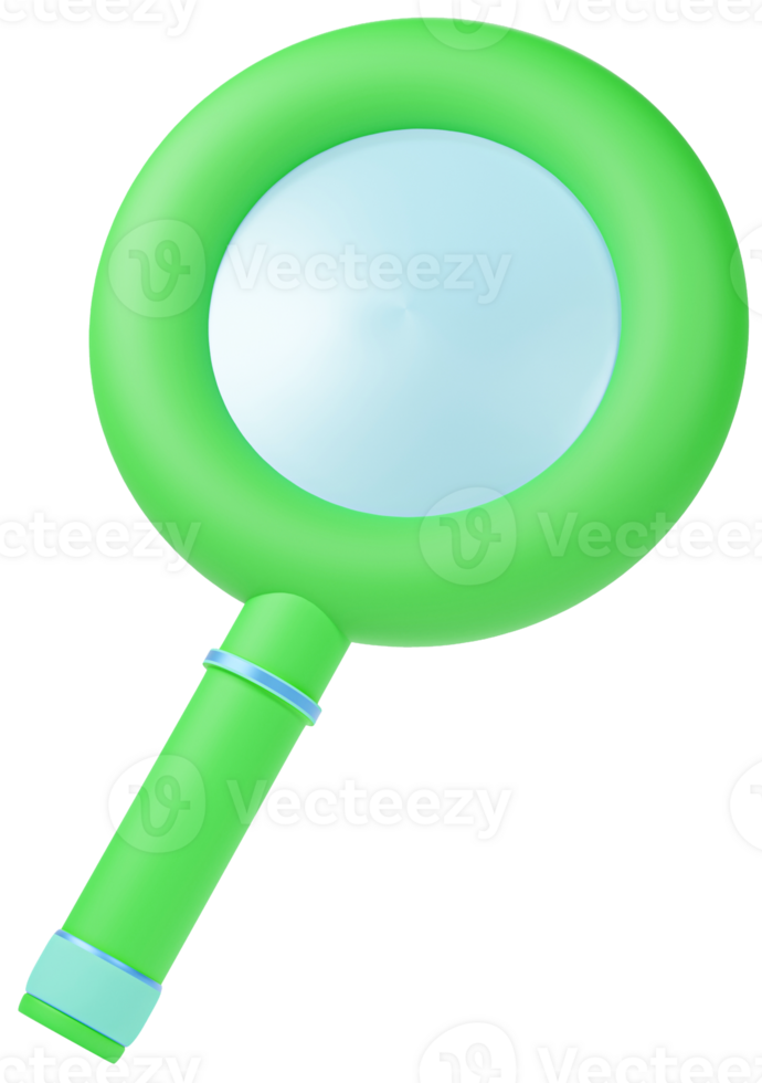 3d illustration of pastel green magnifying glass icon png