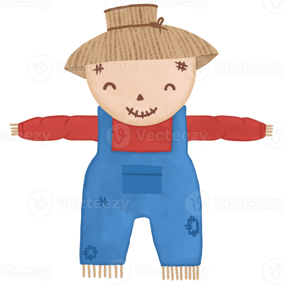 Scarecrows can be found in the fields. It can repel birds that will eat vegetables. png