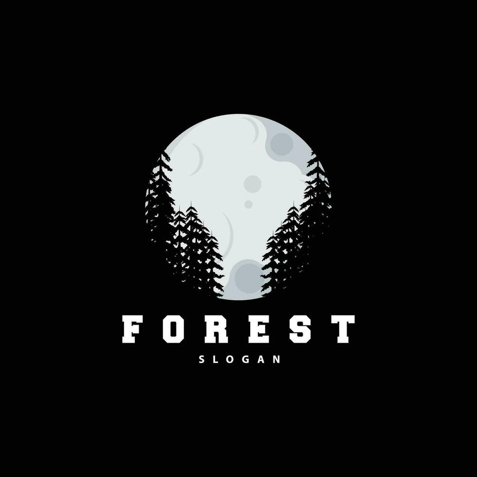 Forest Logo, Vector Forest Wood With Pine Trees, Design Inspirational Badge Label Illustration