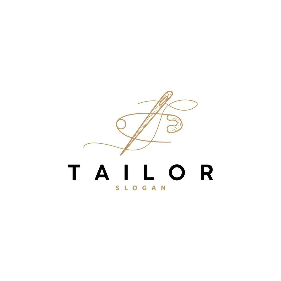 Tailor Logo, Needle and Thread Vector, Retro Vintage Simple Minimalist Old Inspiration Design vector