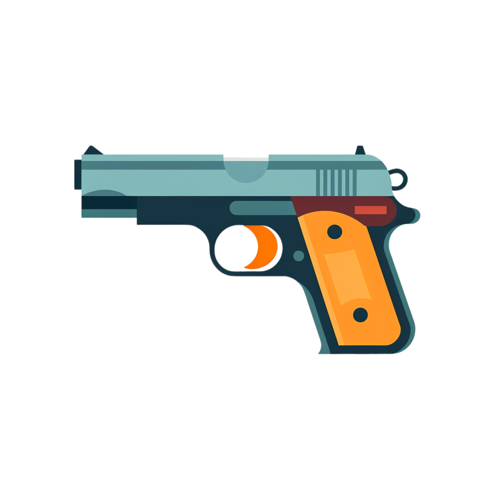 Gun Flat illustration, , Transparent Background Free Photo - png