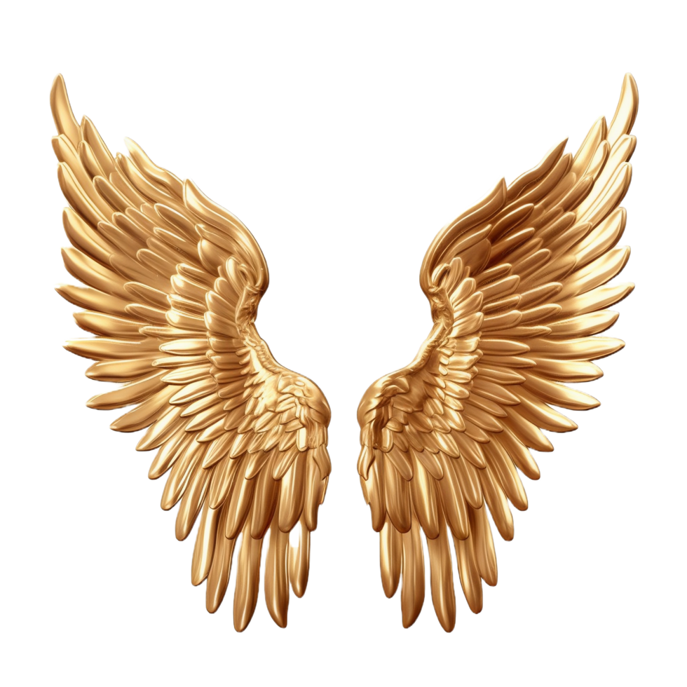 3d Golden wings transparent background, Free PNG file - AI Generative