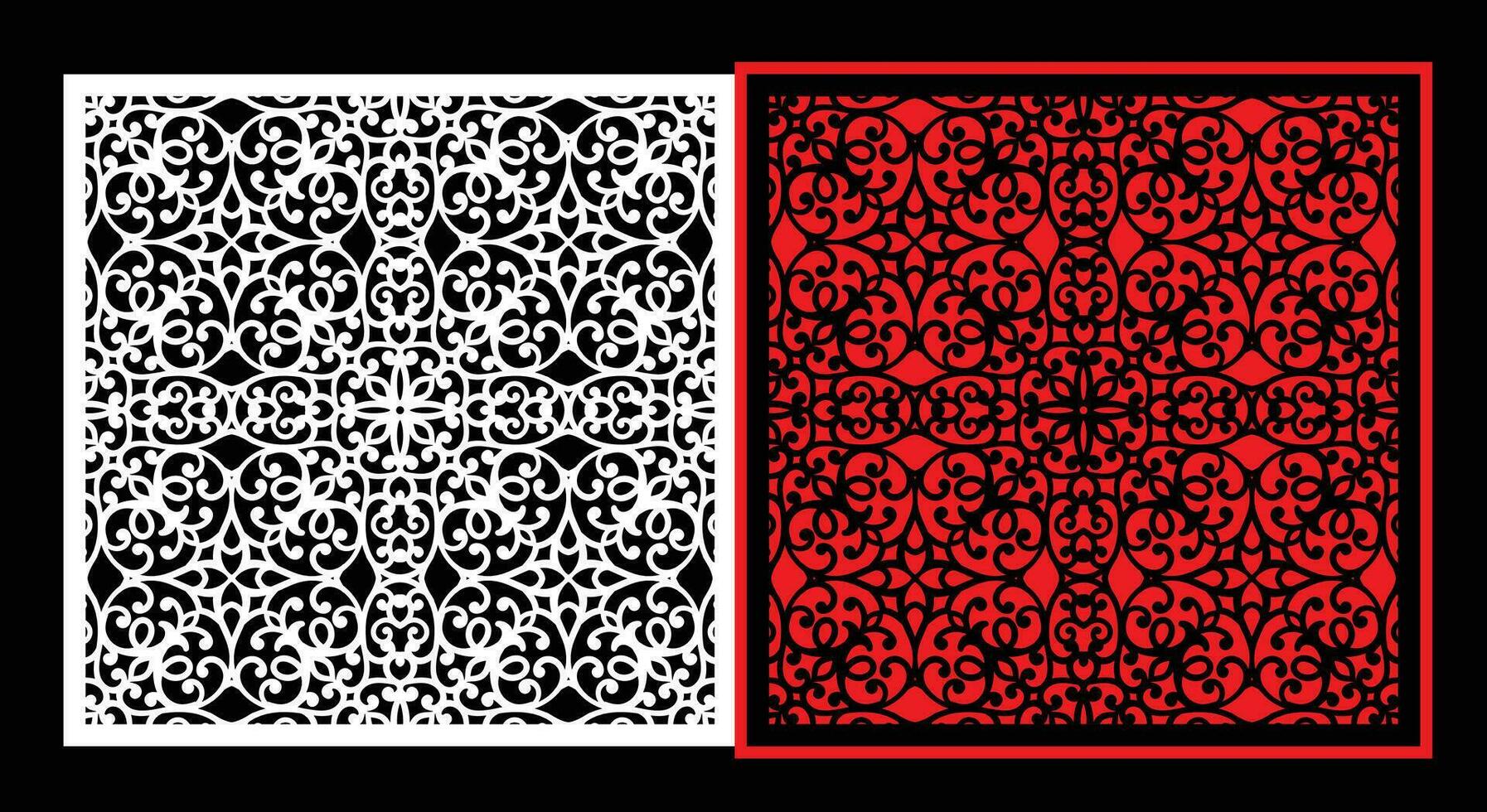 Decorative wall panels set Jali design CNC pattern, laser cutting pattern, router CNCcutting. vector