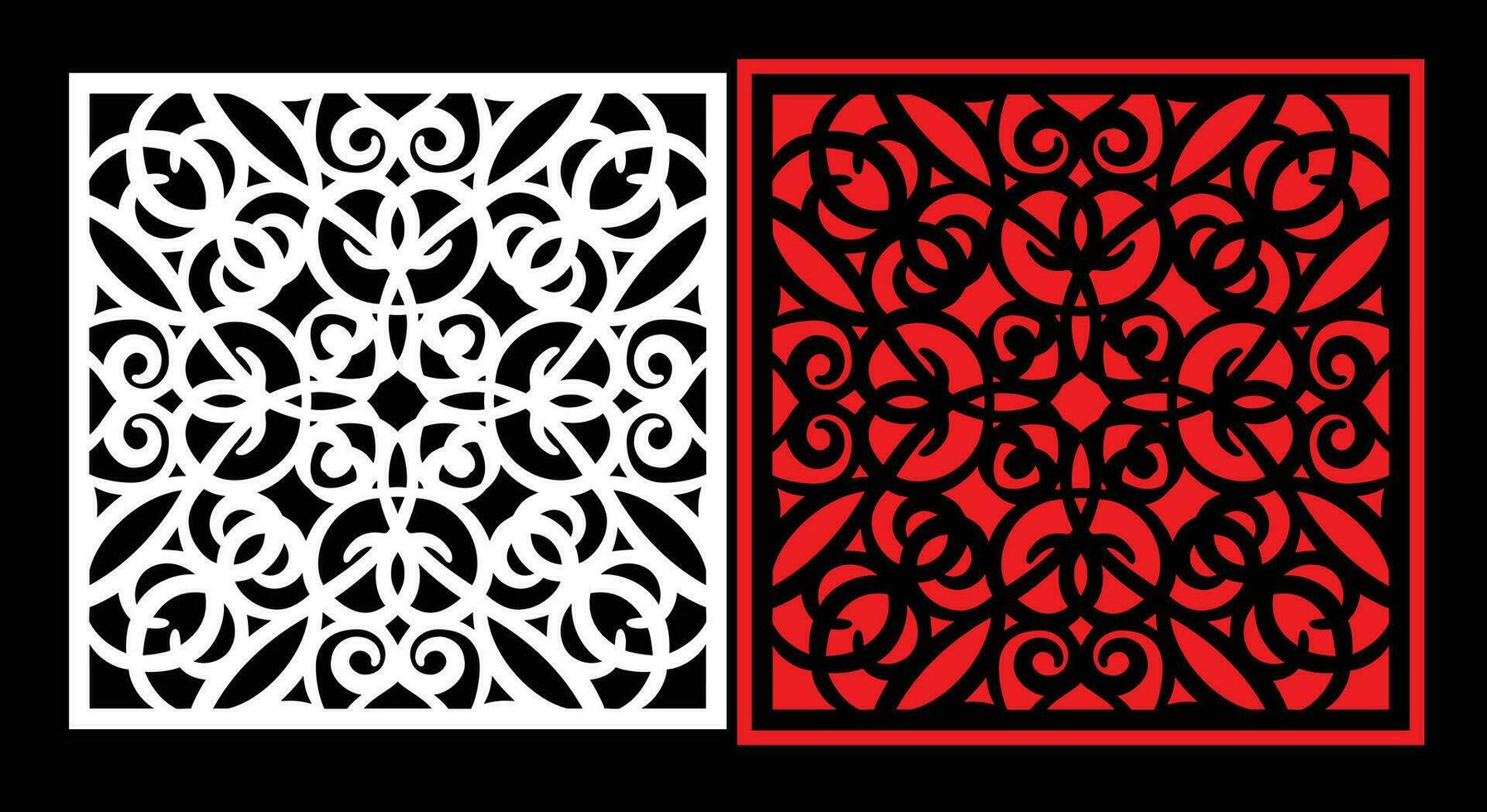 Decorative wall panels set Jali design CNC pattern, laser cutting pattern, router CNCcutting. vector