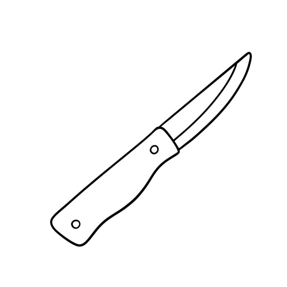 Hand drawn knife. Tool for hiking and tourism. Doodle outline vector icon isolated on white