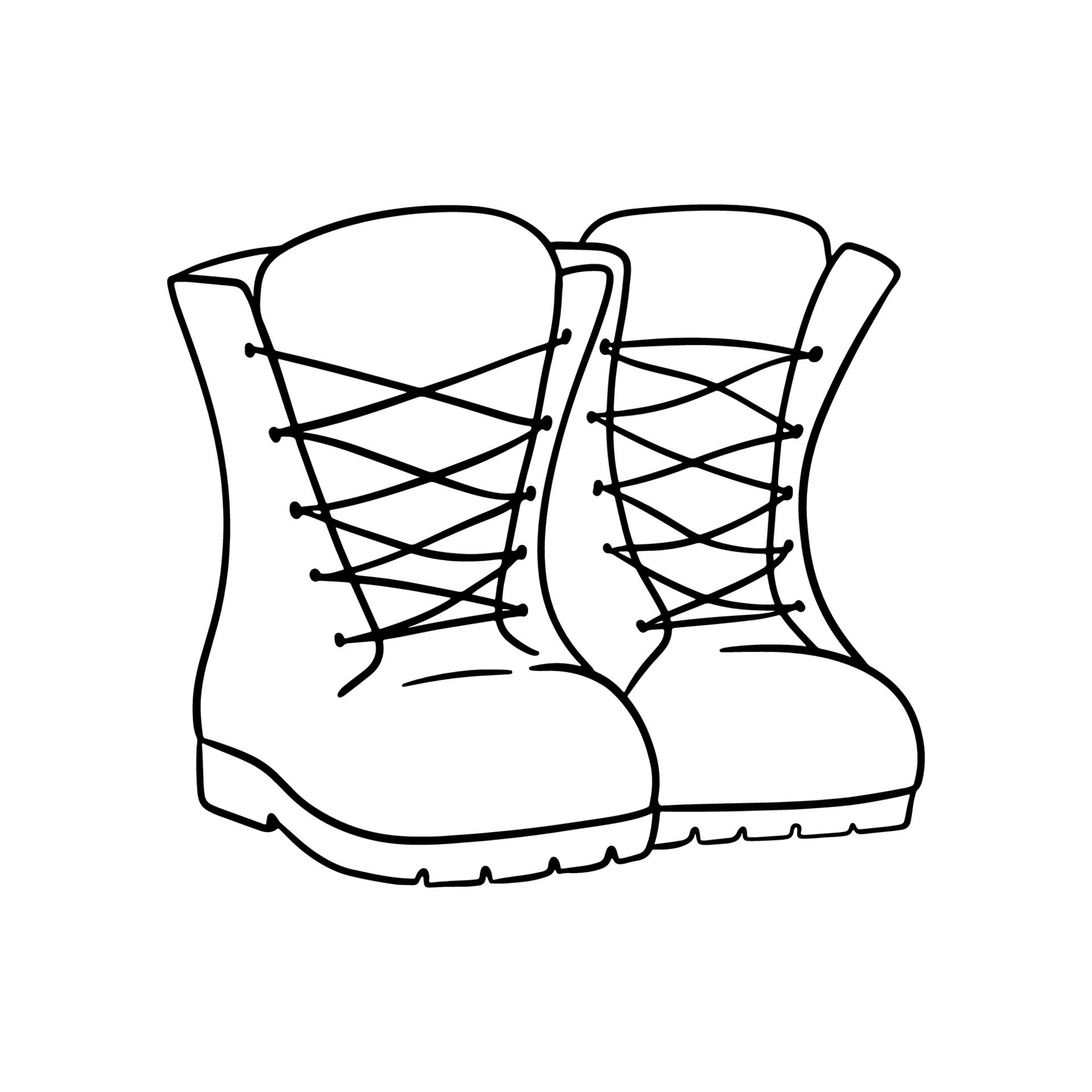 Hiking boots hand drawn outline isolated on white background. Vector ...