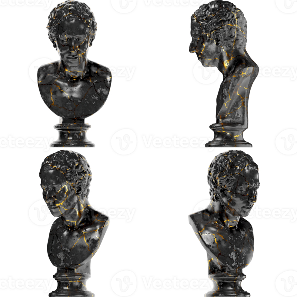 JJ Winckelmann Black Marble Portrait Bust Graphic Design Asset png
