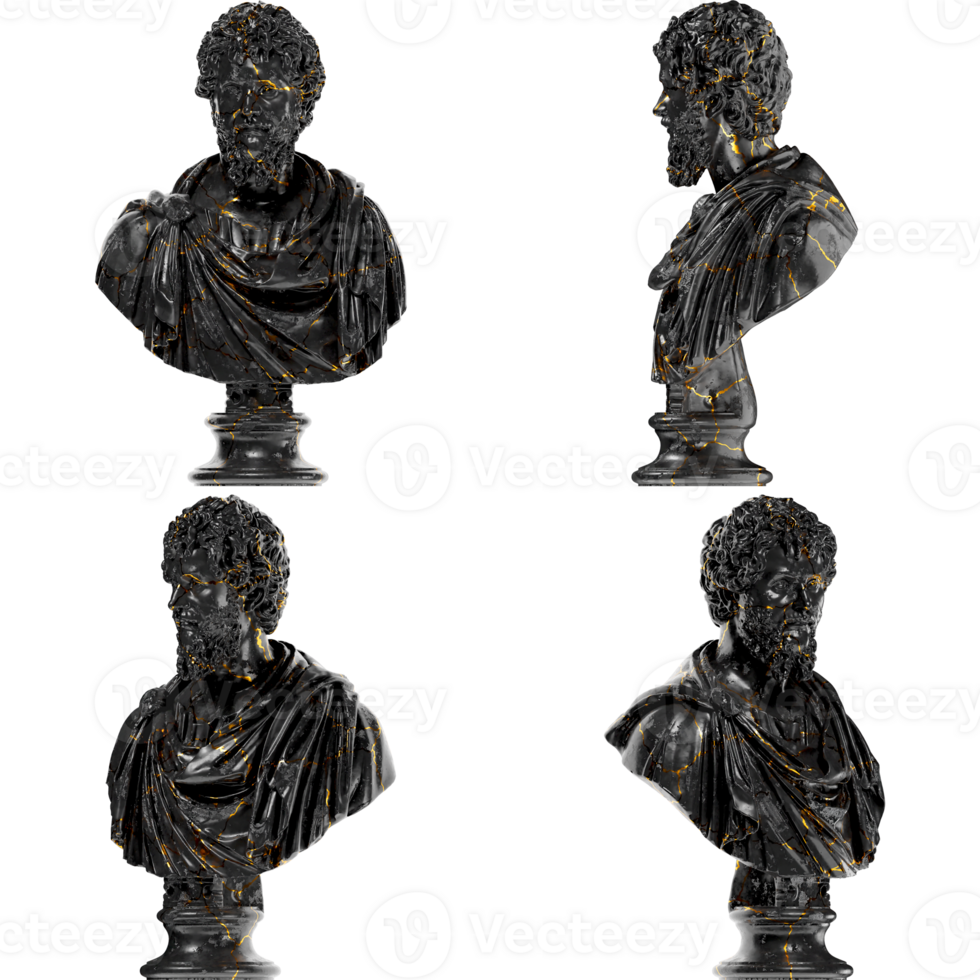 Septimius Severus Black Marble Portrait Bust Graphic Design Asset png