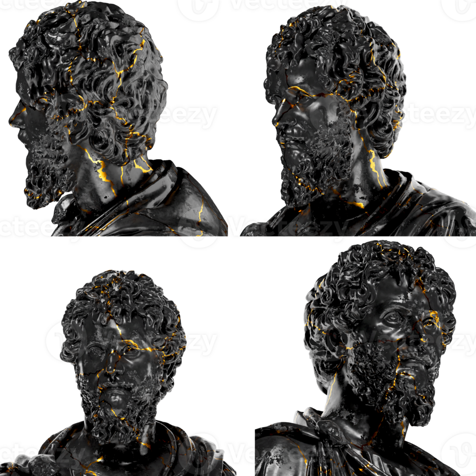 Septimius Severus Black Marble Portrait Bust Graphic Design Asset png