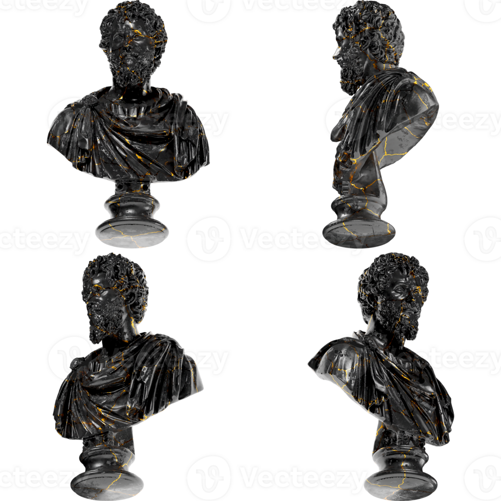 Septimius Severus Black Marble Portrait Bust Graphic Design Asset png