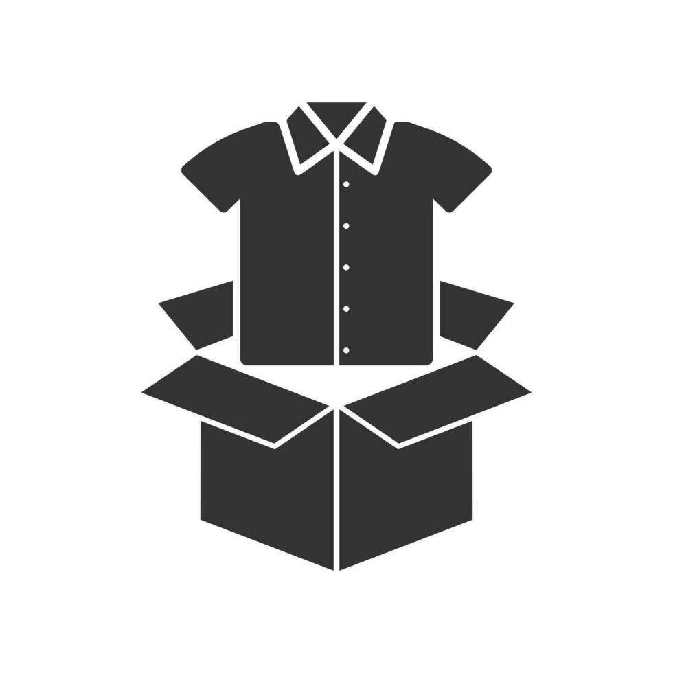 Vector illustration of clothes box icon in dark color and white background