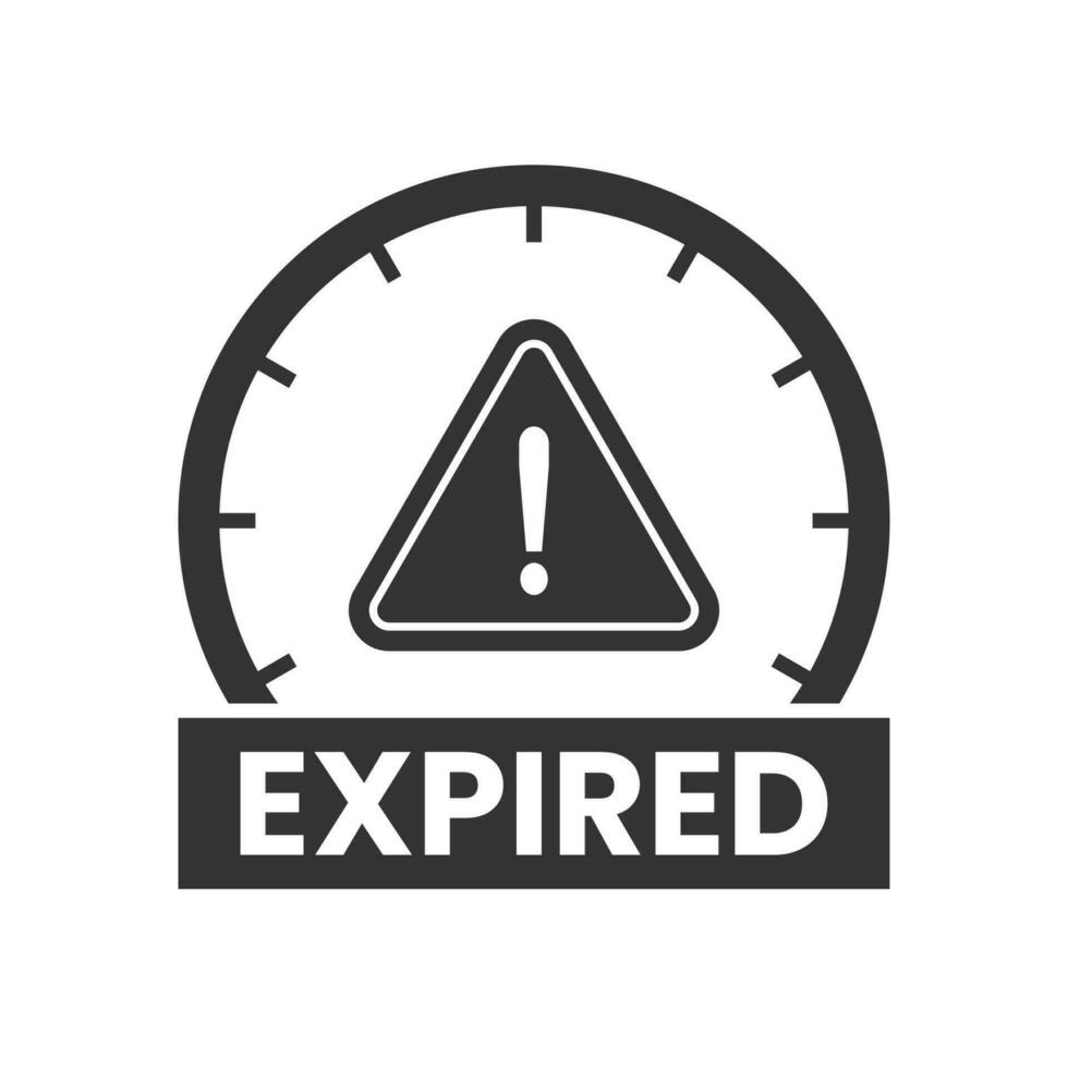 Vector illustration of expired icon in dark color and white background