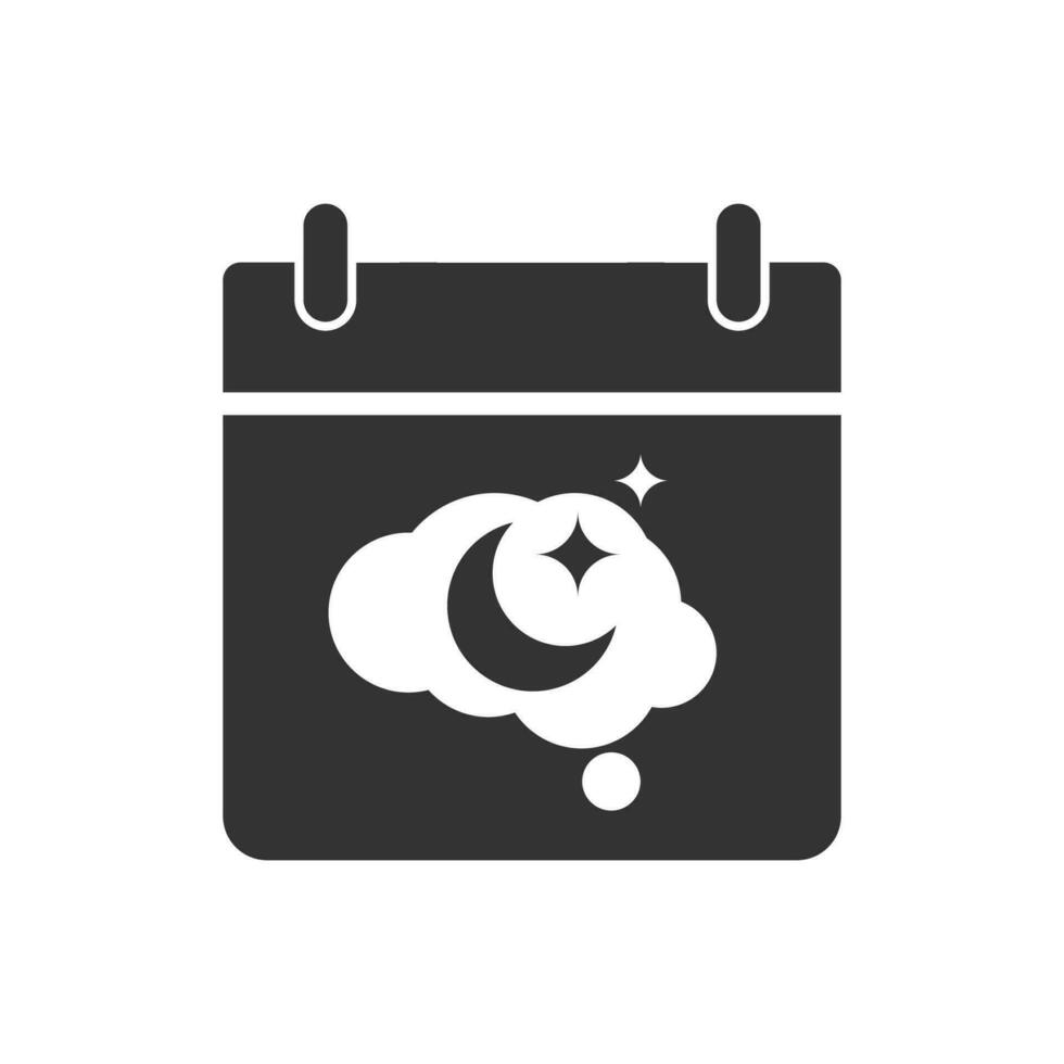 Vector illustration of evening calendar icon in dark color and white background