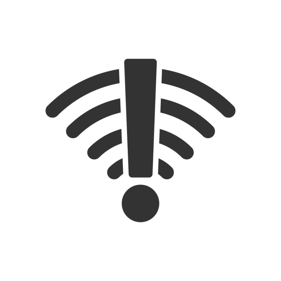 Vector illustration of wifi error icon in dark color and white background