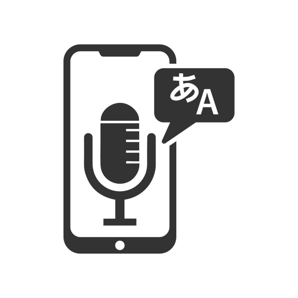 Vector illustration of translation recording icon in dark color and