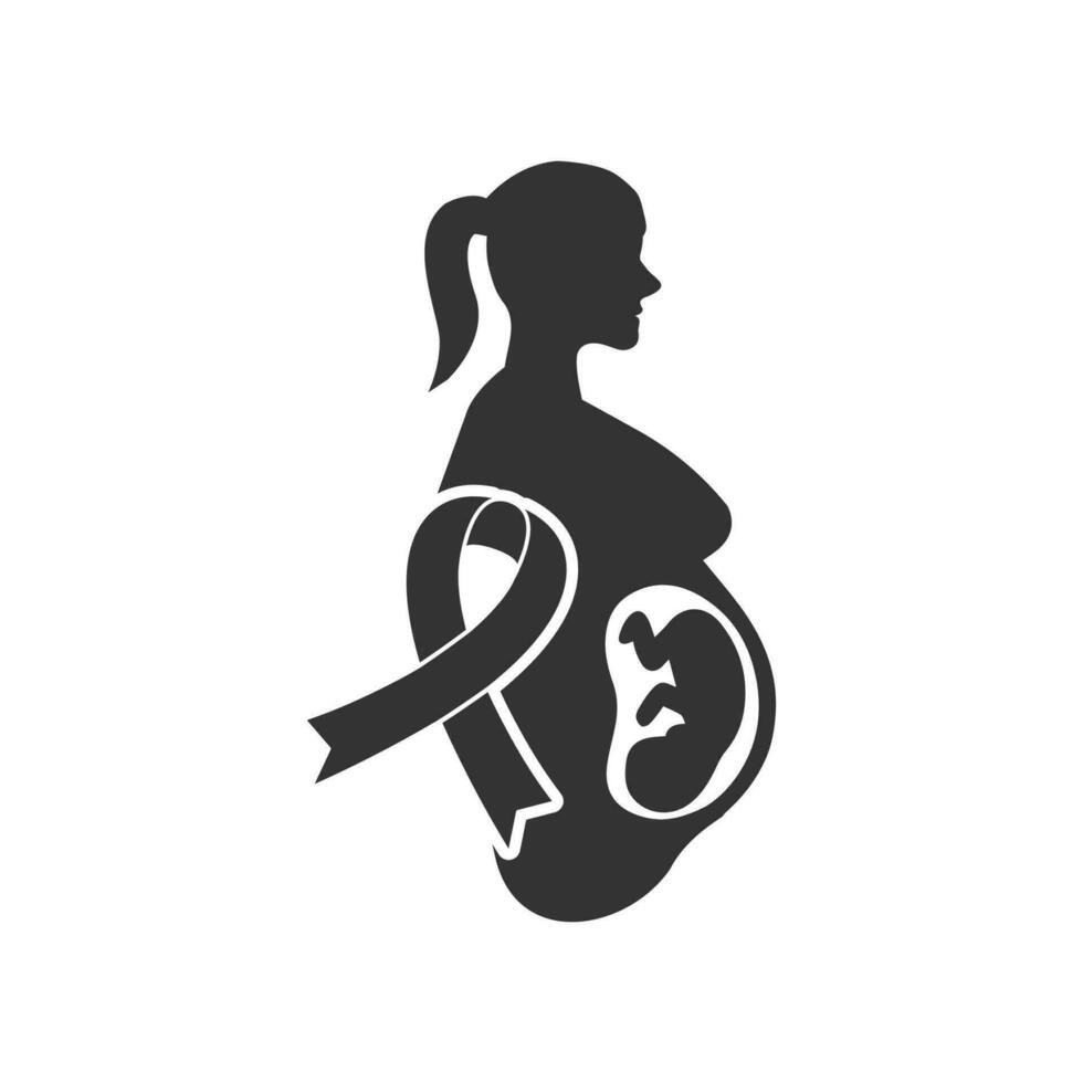 Vector illustration of AIDS for pregnant women icon in dark color and white background